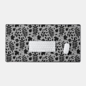 落ちた離れグレー上の大きいパターン黒 デスクマット (キーボード&マウス)