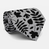 落ちた離れグレー上の大きいパターン黒 ネクタイ (ロール)