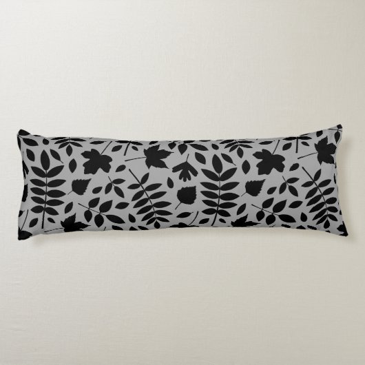 落ちた離れグレー上の大きいパターン黒 ボディピロー (裏面)