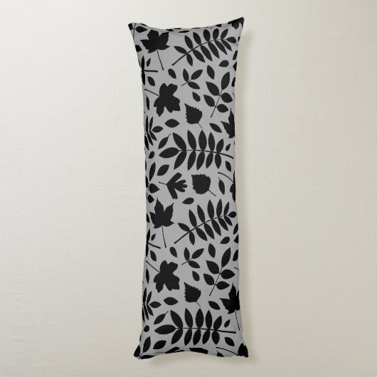 落ちた離れグレー上の大きいパターン黒 ボディピロー (裏面 (縦))