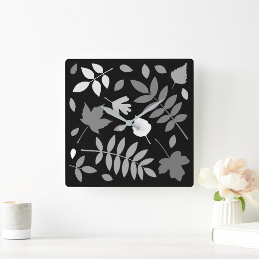 落ちた離れデザイングレー白黒白 スクエア壁時計 (ホーム)