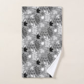 落ちた離れパターン白黒 バスタオルセット (ハンドタオル)