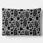 落ちた離れパターン黒のグレー アクセサリーポーチ (正面)