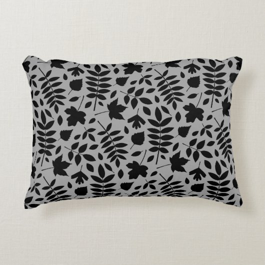 落ちた離れパターン黒のグレー アクセントクッション (正面)