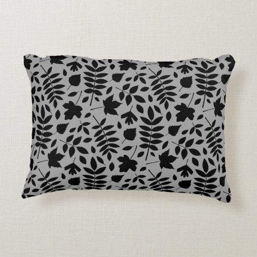 落ちた離れパターン黒のグレー アクセントクッション (裏面)