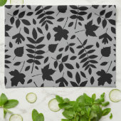 落ちた離れパターン黒のグレー キッチンタオル (折り畳み)