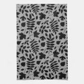 落ちた離れパターン黒のグレー キッチンタオル (縦)