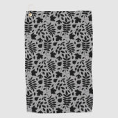 落ちた離れパターン黒のグレー ゴルフタオル (正面)