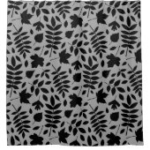 落ちた離れパターン黒のグレー シャワーカーテン (正面)