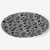 落ちた離れパターン黒のグレー ペーパープレート (アングル)