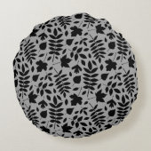 落ちた離れパターン黒のグレー ラウンドクッション (裏面)