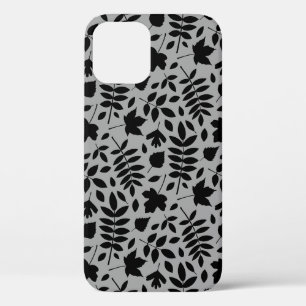 落ちた離れパターン黒のグレー iPhone 12 PROケース