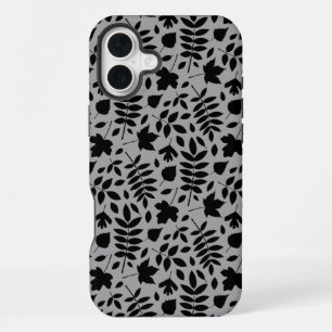 落ちた離れパターン黒のグレー iPhone 16 PLUSケース