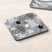 落ちた離れLgパターン白黒オン灰色 コースター (左側)