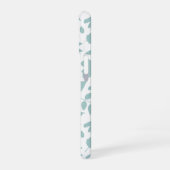 落ちた離れLgパターンLtティール（緑がかった色）オン白 iPhone 16ケース (左側面)