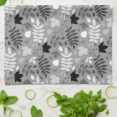 落ちた離れRPTパターン白黒オン灰色 キッチンタオル (折り畳み)