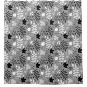 落ちた離れRPTパターン白黒オン灰色 シャワーカーテン (正面)