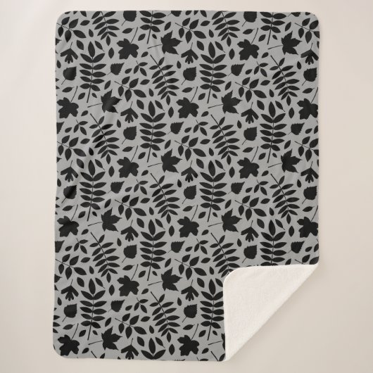 落ちた離れRPTパターン黒のグレー シェルパブランケット (正面)