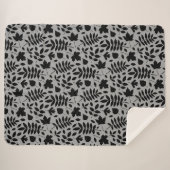 落ちた離れRPTパターン黒のグレー シェルパブランケット (正面(横))