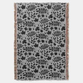 落ちた離れRPTパターン黒のグレー スローブランケット (正面縦)