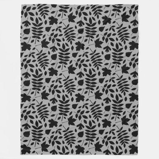 落ちた離れRPTパターン黒のグレー フリースブランケット (正面)