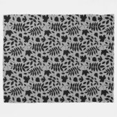 落ちた離れRPTパターン黒のグレー フリースブランケット (正面(横))