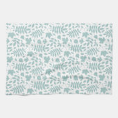 落ちた離れRptパターンLtティール（緑がかった色）の白 キッチンタオル (横)