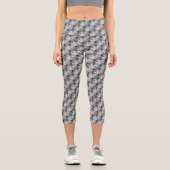 落ちた離れSMLパターン白黒オン灰色 カプリレギンス (正面)