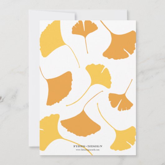 落ちているイチョウ葉の海軍ゴールデンオー結婚タムズ 招待状 (裏面)