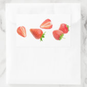 落ちるイチゴ 長方形シール (バッグ)