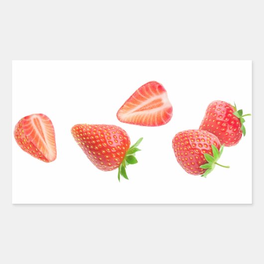 落ちるイチゴ 長方形シール (正面)