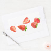 落ちるイチゴ 長方形シール (封筒)