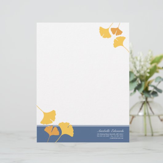 落ちるイチョウは金黄色く青い秋を去ります レターヘッド (スタンド正面)