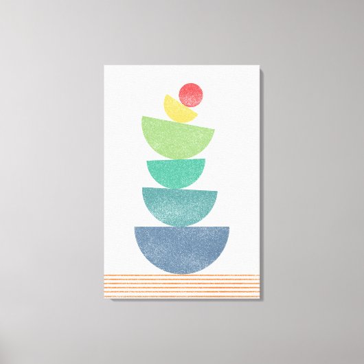 落ちるオレンジ色の抽象芸術ミッドセンチュリー キャンバスプリント (正面)