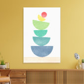 落ちるオレンジ色の抽象芸術ミッドセンチュリー キャンバスプリント (インサイチュ (リビング))