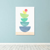 落ちるオレンジ色の抽象芸術ミッドセンチュリー キャンバスプリント (インサイチュ (ウッドフロア))