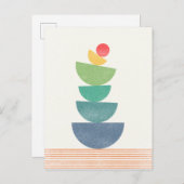 落ちるオレンジ色の抽象芸術ミッドセンチュリー ポストカード (正面/裏面)