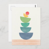 落ちるオレンジ色の抽象芸術ミッドセンチュリー ポストカード (正面/裏面)