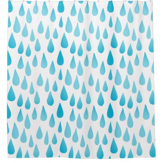 落ちるグラデーションで青い雨滴 シャワーカーテン (正面)