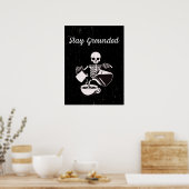 落ちるコーヒーブラックのヴィンテージ付きスケルトン ポスター (キッチン)