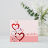 落ちるハートピンク色の背景 ポストカード (スタンド正面)