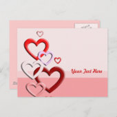 落ちるハートピンク色の背景 ポストカード (正面/裏面)