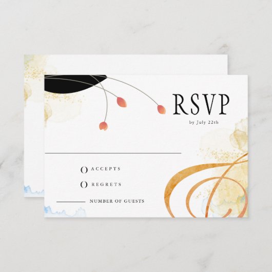 落ちるメロディ詩的な水の色フローラ 出欠カード (正面/裏面)