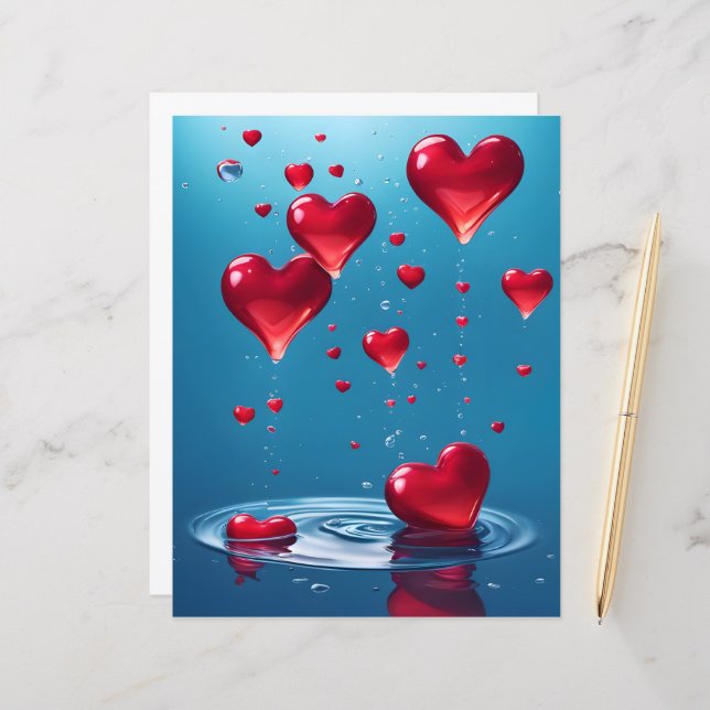 落ちる光沢のある愛のハート (正面/裏面インサイチュ)