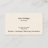 落ちる土が付いている黄色い坑夫を切り取って下さい 名刺 (裏面)