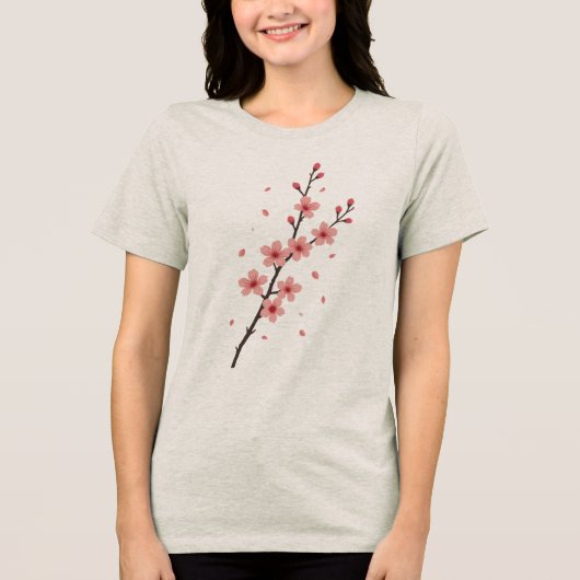 落ちる桜の花 トライブレンドTシャツ (正面)