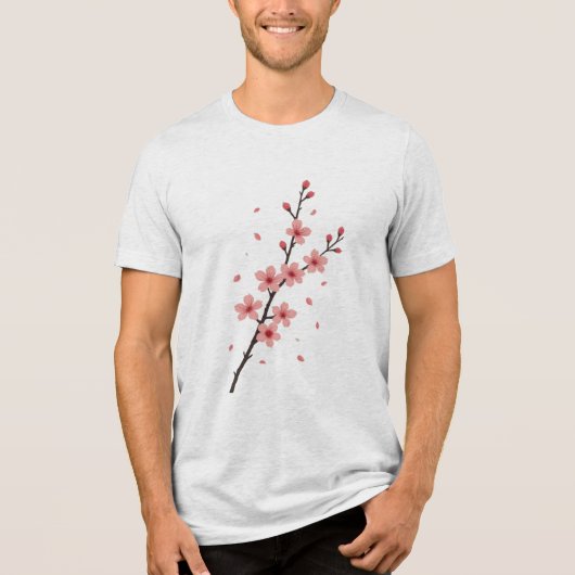 落ちる桜の花 トライブレンドTシャツ (正面)