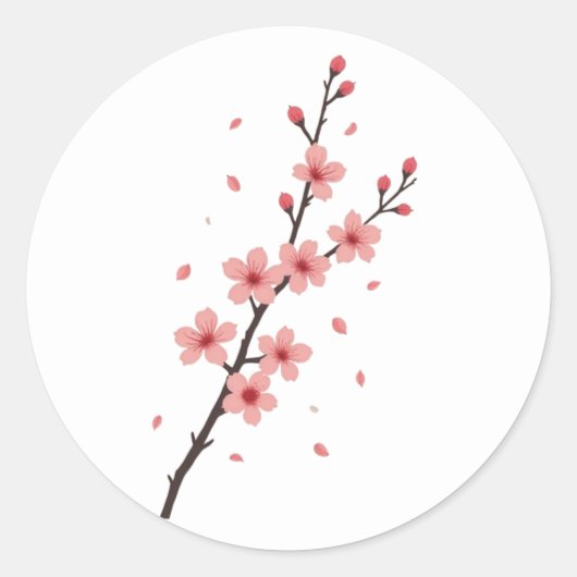 落ちる桜の花 ラウンドシール (正面)