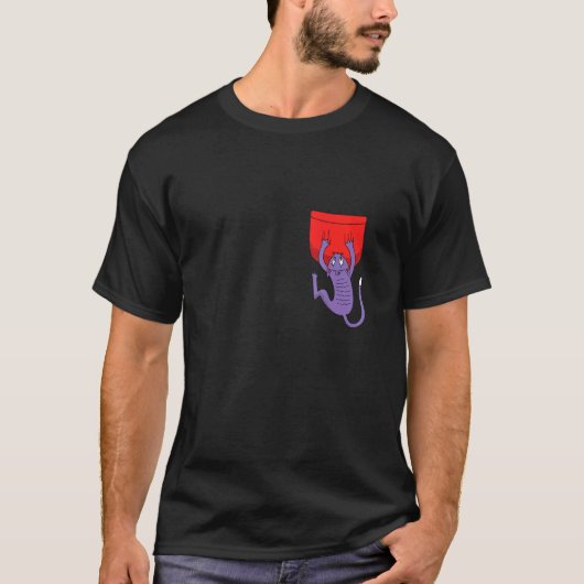 落ちる猫のポケット Tシャツ (正面)