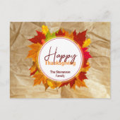 落ちる紅葉の紙のテクスチャ　サンクスギビング ポストカード (正面)